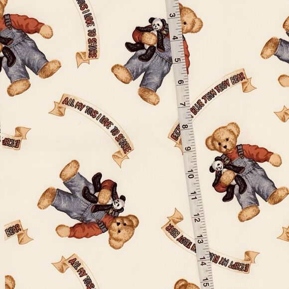 Vintage Daisy Kingdom Blue Jean Teddy Nursery Quilt Fabric Bundle Baby Toys - Picture 10 of 12